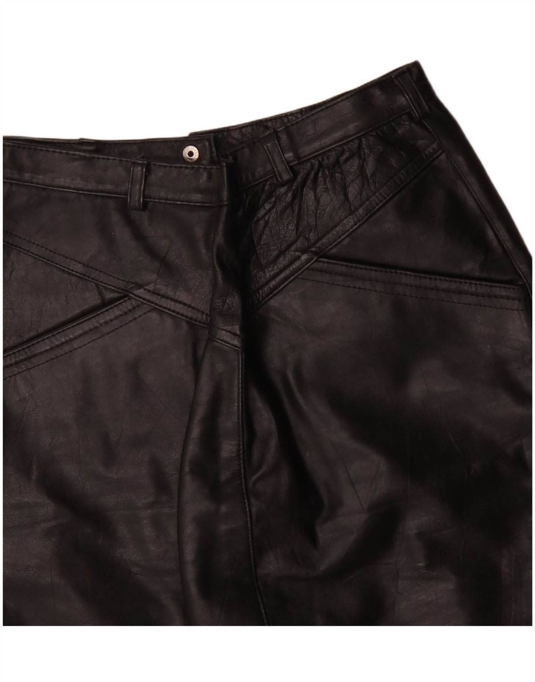 Fusta creion din piele vintage pentru femei W26 Small Black