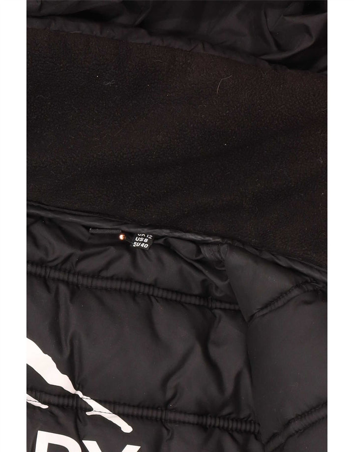 Palton căptușit cu glugă Superdry pentru femei UK 12 Poliester mediu negru