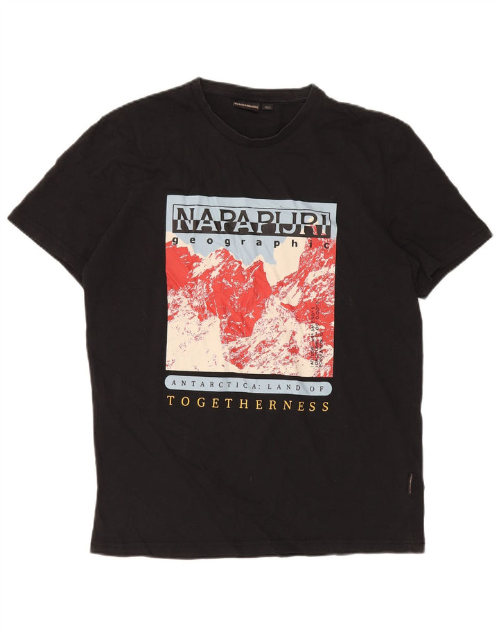 Tricou grafic pentru bărbați Napapijri Top Medium Black Bumbac