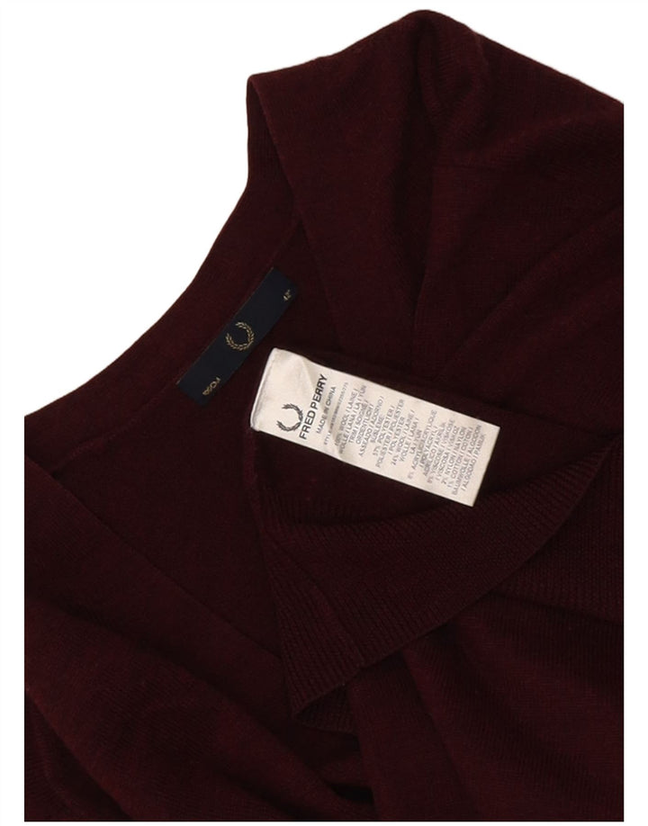 Pulover cardigan pentru bărbați Fred Perry, lână burgundă medie