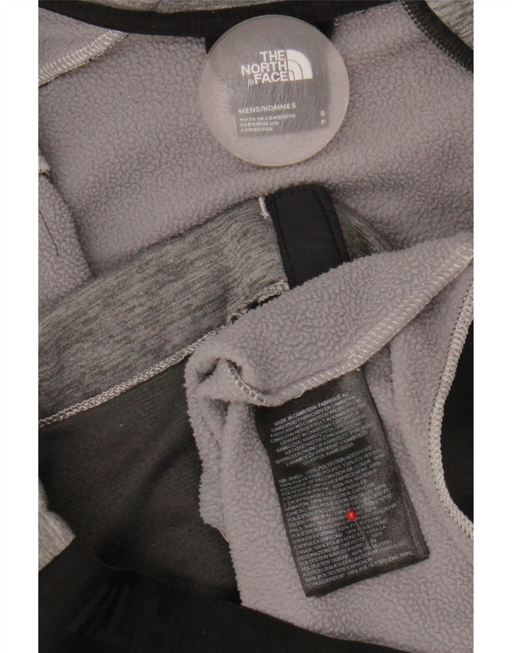 Pulover The North Face pentru bărbați, cu fermoar, poliester color bloc, gri mic
