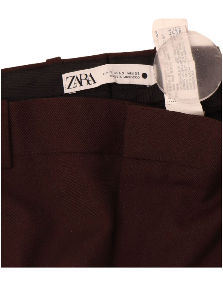 Pantaloni Chino Drepți Zara Femei Mici L26 L28 Maro Poliester