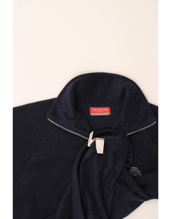 KAPPA Mens Zip Neck Fleece Jumper Small Navy Blue Polyester Vintage Kappa and Second-Hand Kappa from Messina Hembry 