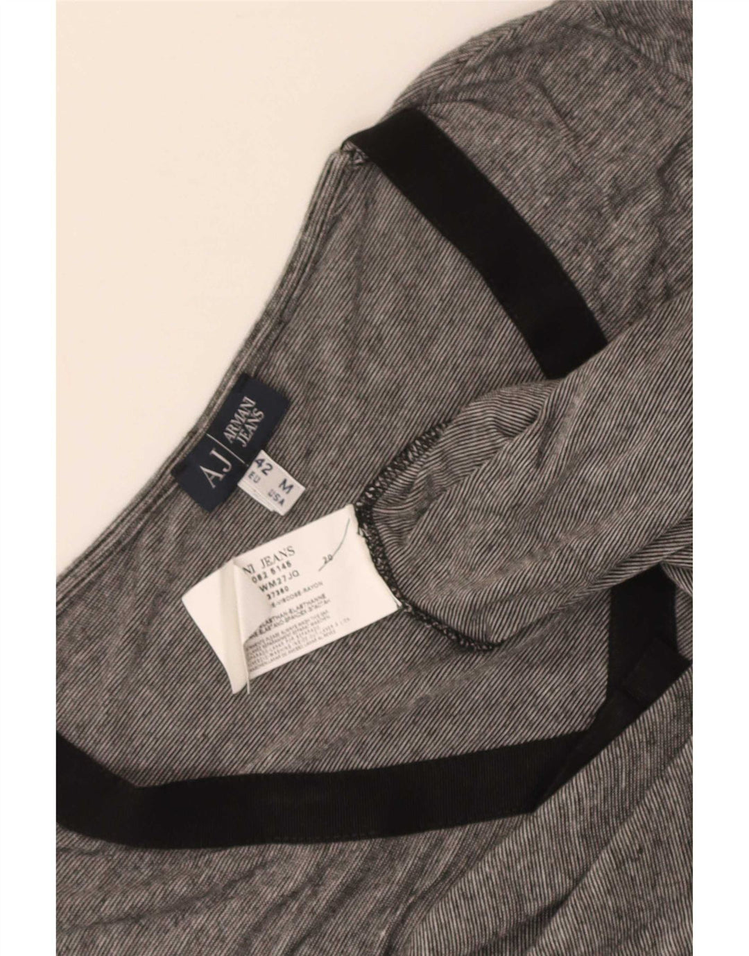 Armani Jeans Top pentru femei cu mânecă lungă UK 12 Medium Grise Pinstripe Viscose
