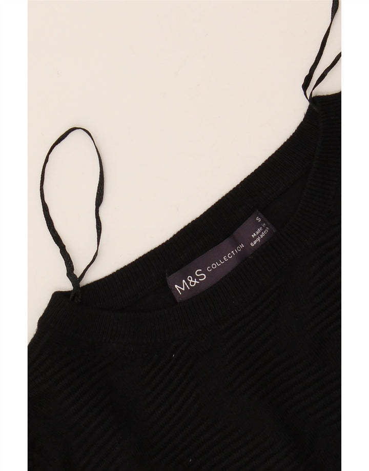 MARKS & SPENCER Womens Crew Neck Jumper Sweater UK 10 Small Black Viscose Vintage Marks & Spencer and Second-Hand Marks & Spencer from Messina Hembry 