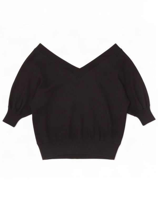 Pulover pentru femei cu mânecă scurtă cu decolteu în V Zara UK 14 Medium Negru