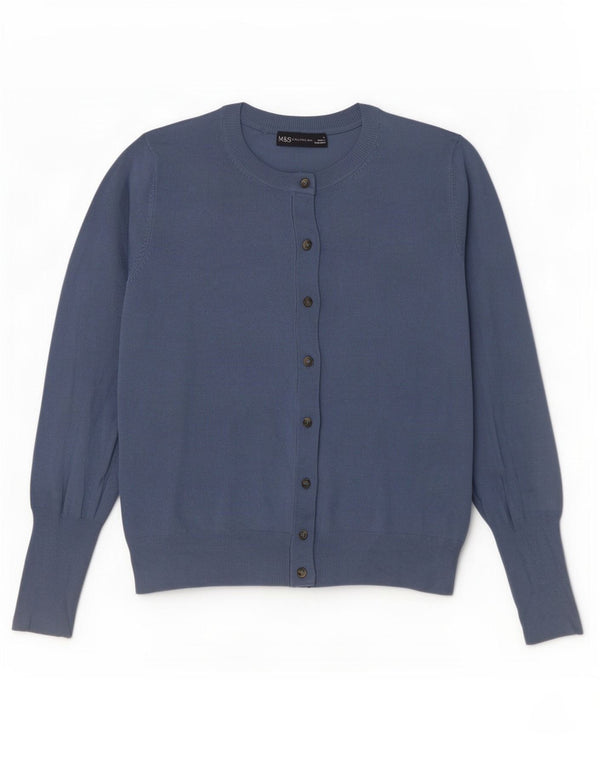 Marks & Spencer Womens Cardigan Sweater UK 12 Medium Blue Viscose