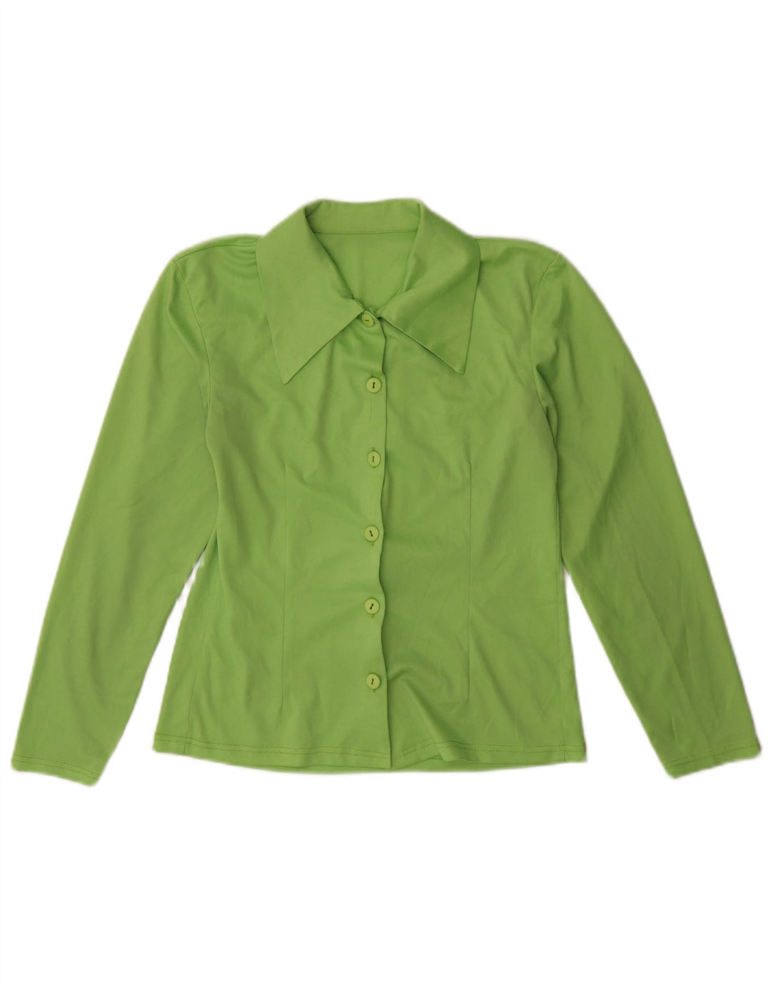 Bluză cămașă vintage pentru femei UK 12 verde mediu