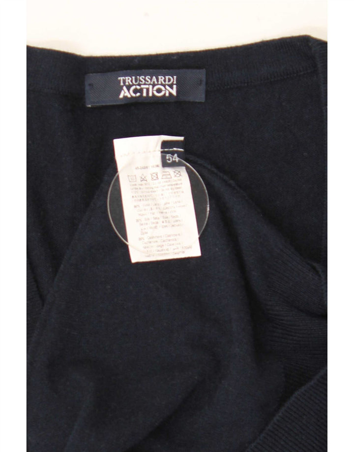 Pulover cardigan pentru bărbați Trussardi IT 54 XL Lână bleumarin