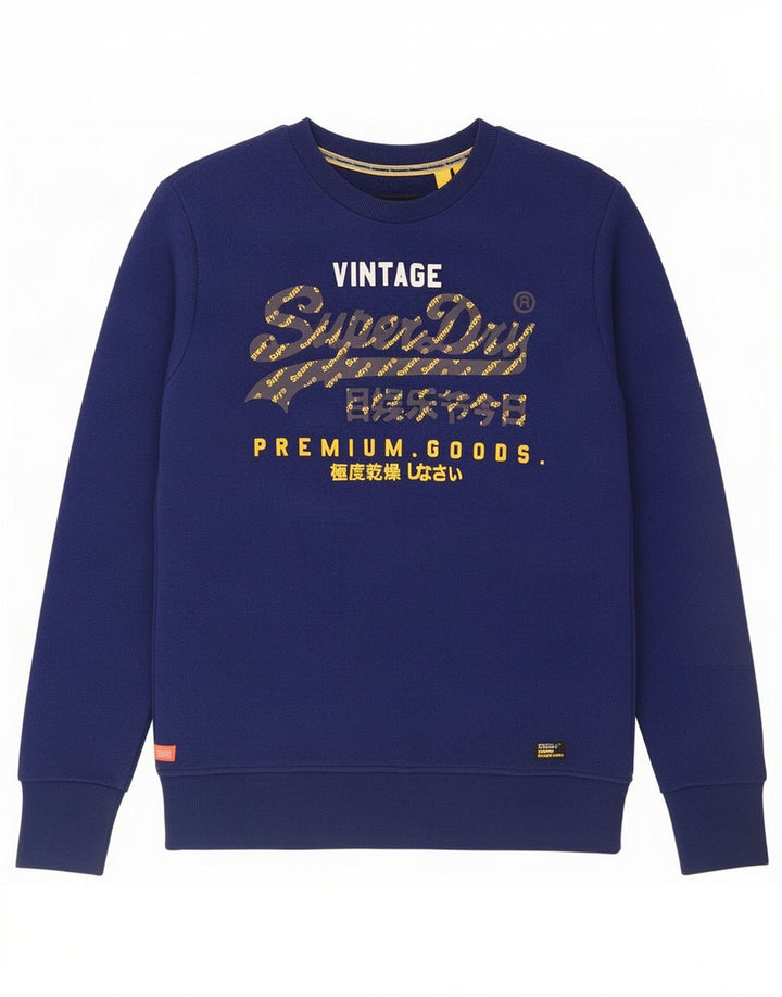 Pulover grafic Superdry pentru bărbați, bumbac albastru mediu