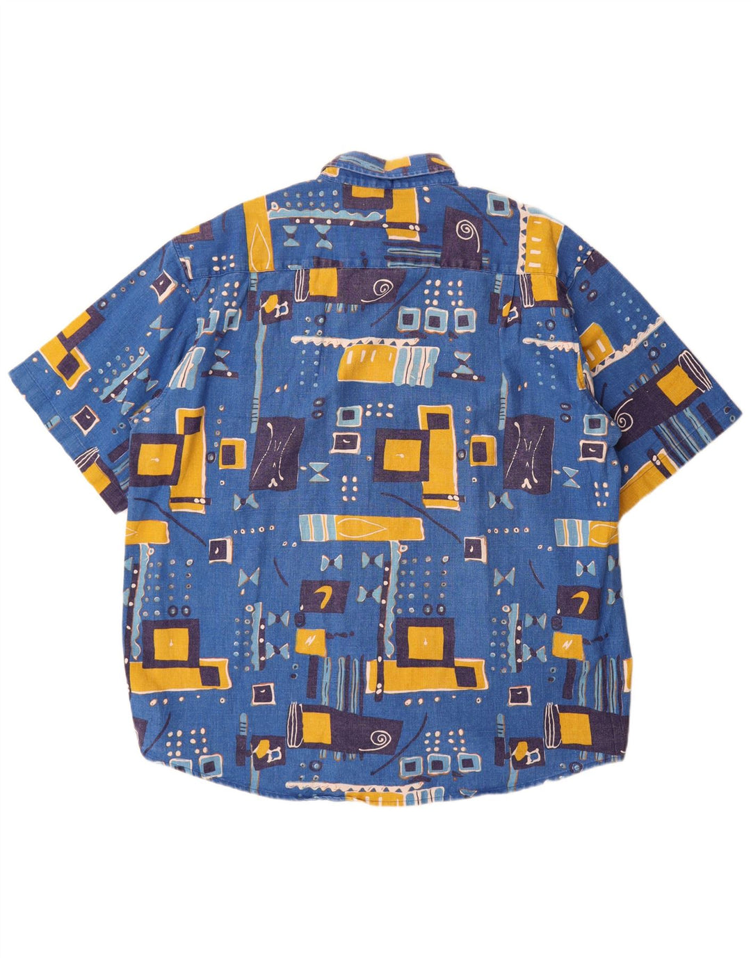 Cămașă Vintage pentru bărbați cu mânecă scurtă 2XL albastru mozaic
