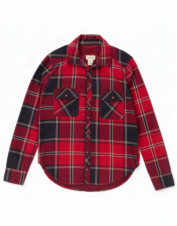 Cămașă pentru femei Abercrombie & Fitch UK 10 Bumbac carouri roșu mic