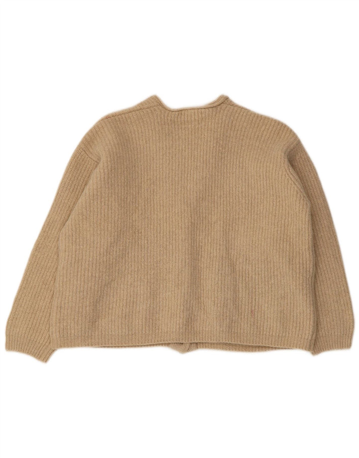 Pulover cardigan supradimensionat pentru femei Dkny UK 10 mic bej lână