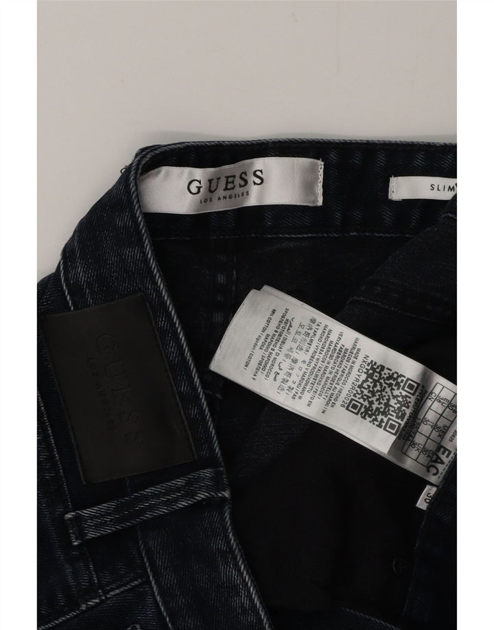 Pantaloni scurți GUESS pentru bărbați, subțiri, învechiți, din denim, W30, bumbac mediu albastru bleumarin