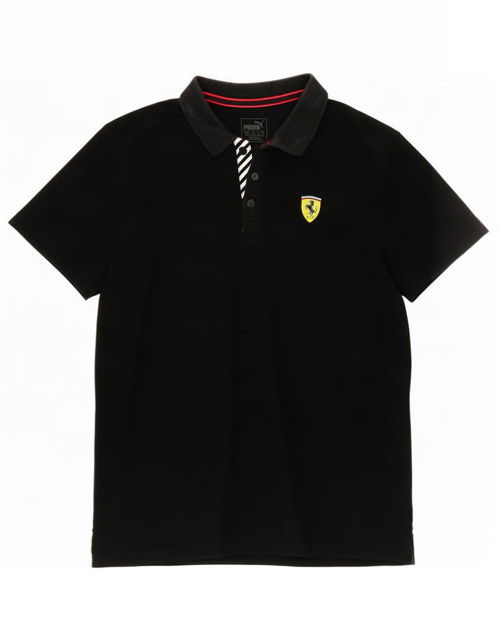 Tricou polo Puma Ferrari pentru bărbați, bumbac mediu negru