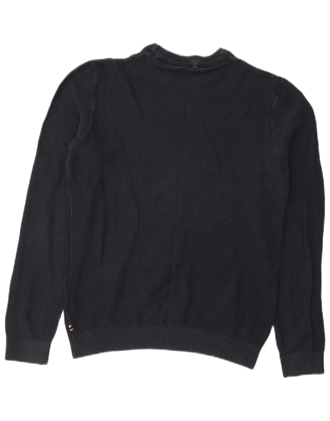 Pulover Jack & Jones pentru bărbați cu gât roșu, bumbac mediu albastru bleumarin