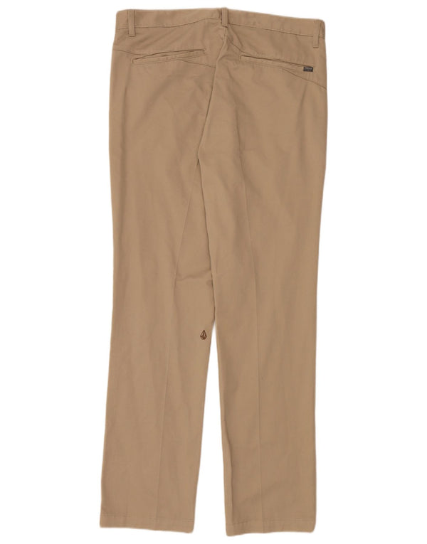 Volcom Mens Slim Chino Trousers W36 L34 Beige Cotton