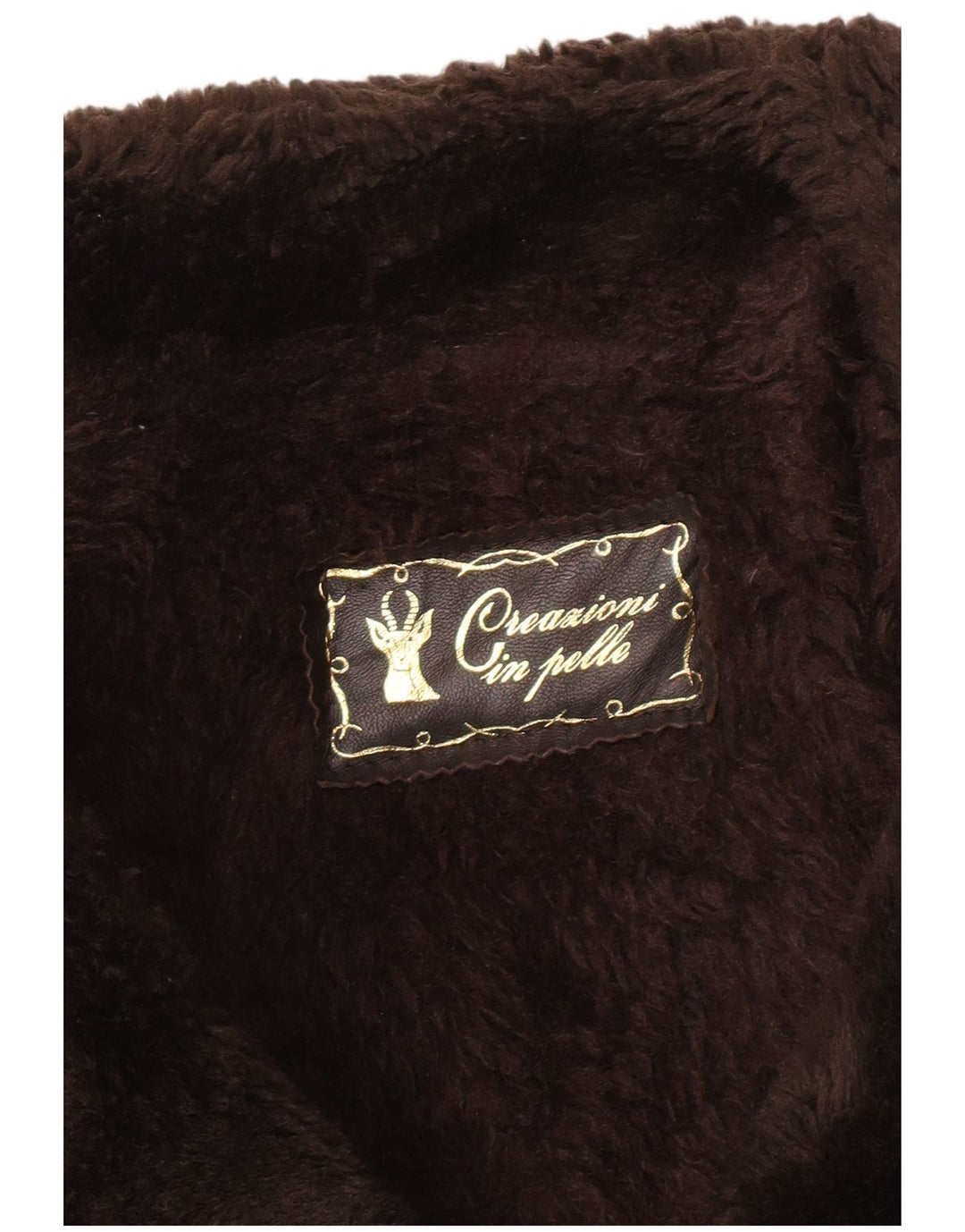 Palton dublu din shearling vintage pentru bărbați UK 36 din piele maro mică