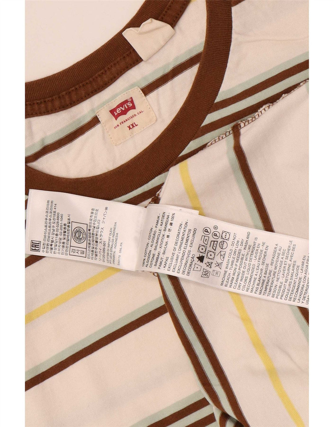 Tricou pentru bărbați Levi's Top 2XL din bumbac cu dungi alb