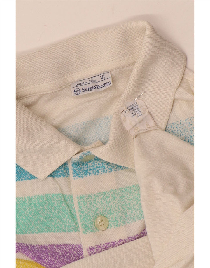 Tricou polo Sergio Tacchini pentru bărbați, bumbac cu dungi albe medii