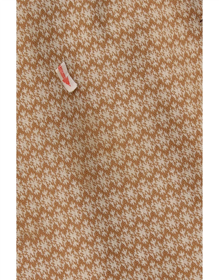Pardesiu vintage pentru femei UK 10 Small Beige Geometric