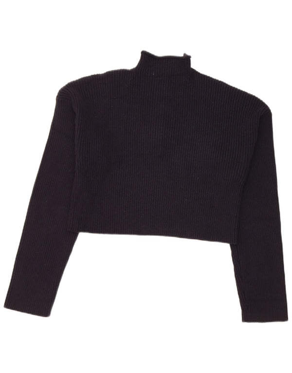 Pulover pentru damă Zara, cu nasturi, cu gât, mare, 14, bumbac bleumarin