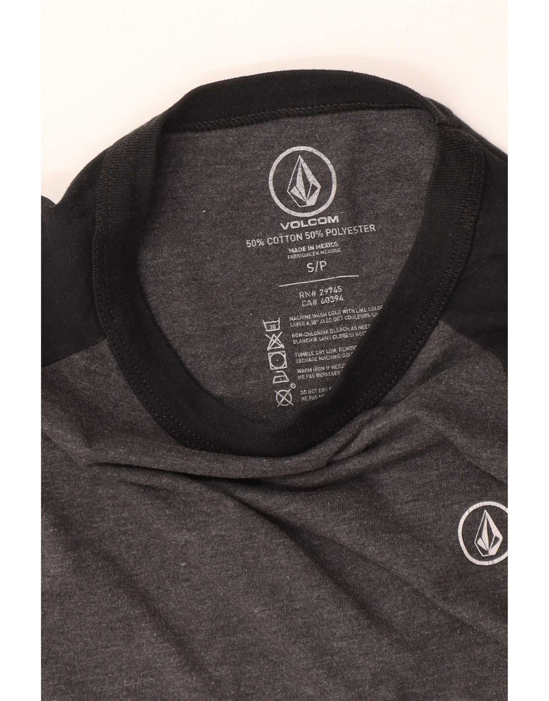 Top pentru femei Volcom cu mâneci 3/4 UK 10 mic gri, bumbac color bloc