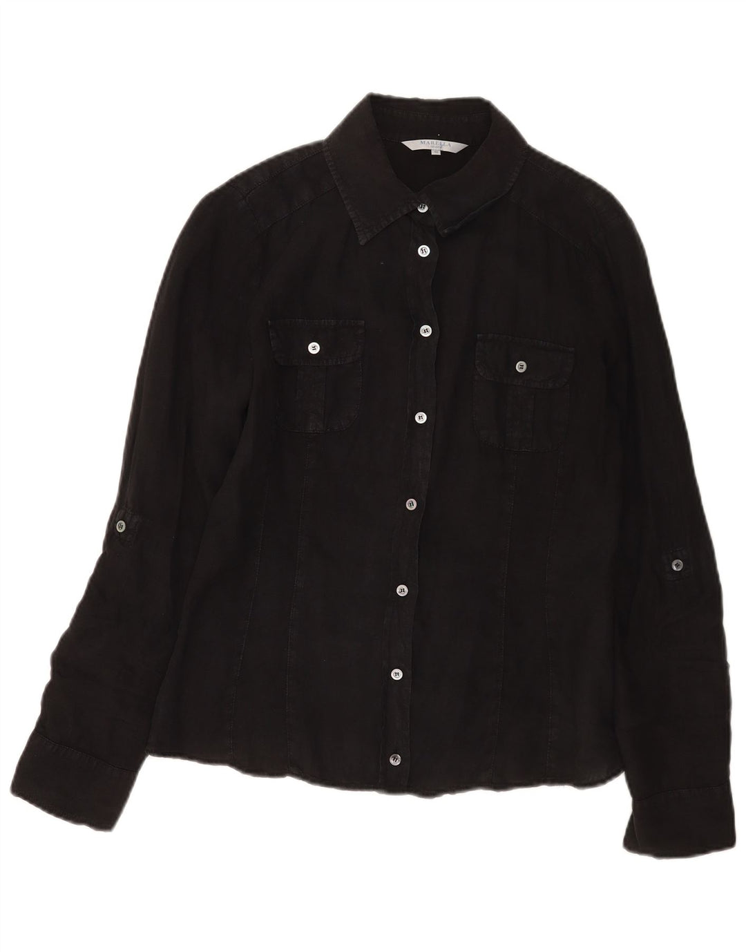 Cămașă Marella pentru femei UK 12 Medium Black Linen
