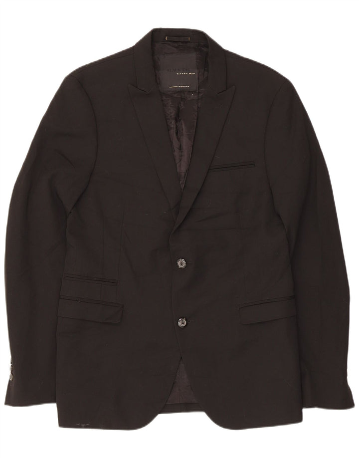 Blazer pentru bărbați Zara cu 2 nasturi EU 50 Poliester mediu negru