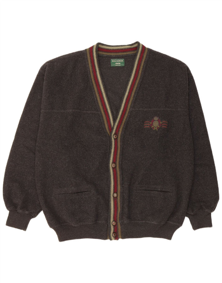 Pulover cardigan pentru bărbați Malagrida XL Lână neagră