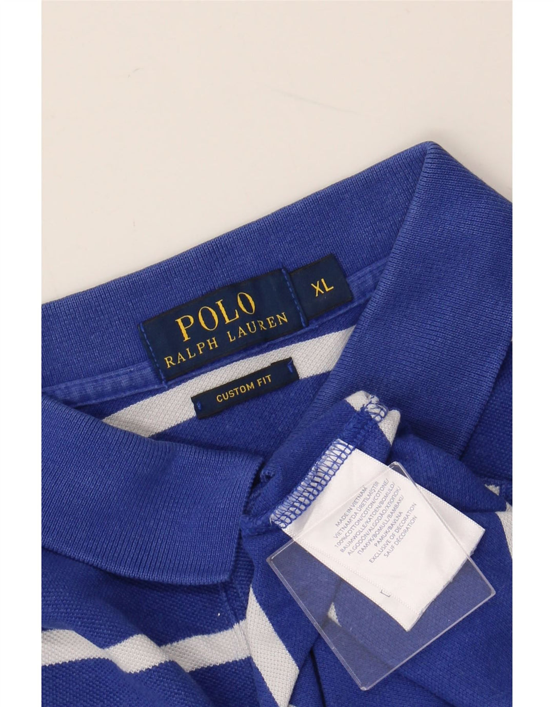 POLO RALPH LAUREN Tricou polo personalizat pentru bărbați, XL, bumbac cu dungi albastre