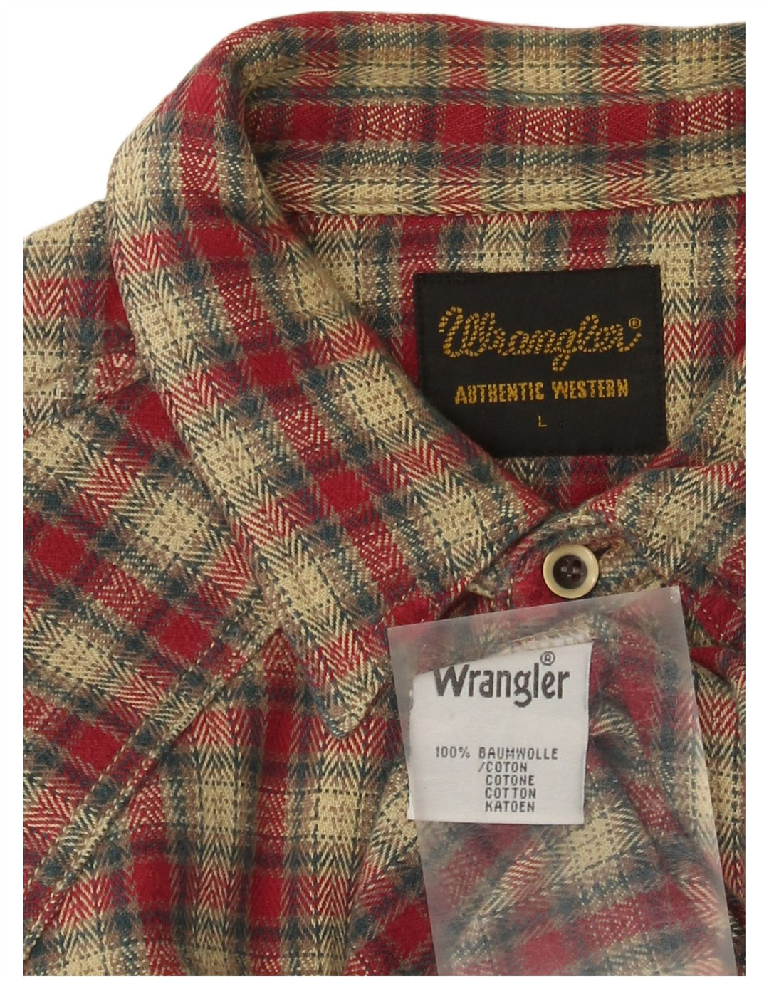 Cămașă de flanel pentru bărbați Wrangler, bumbac cu carouri roșii mari