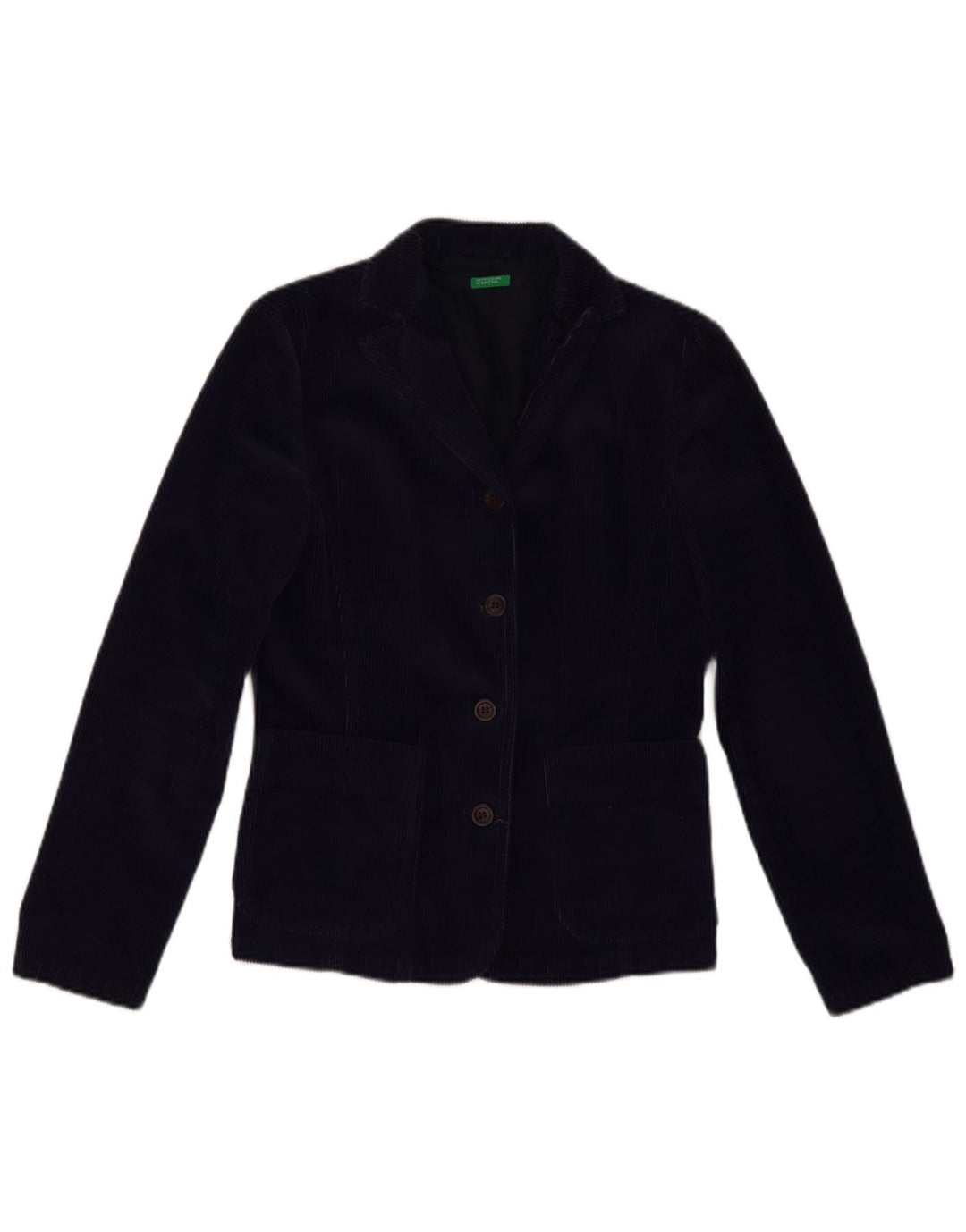 Jachetă Benetton pentru femei, cu 3 nasturi, din velur, IT 42, bleumarin mediu