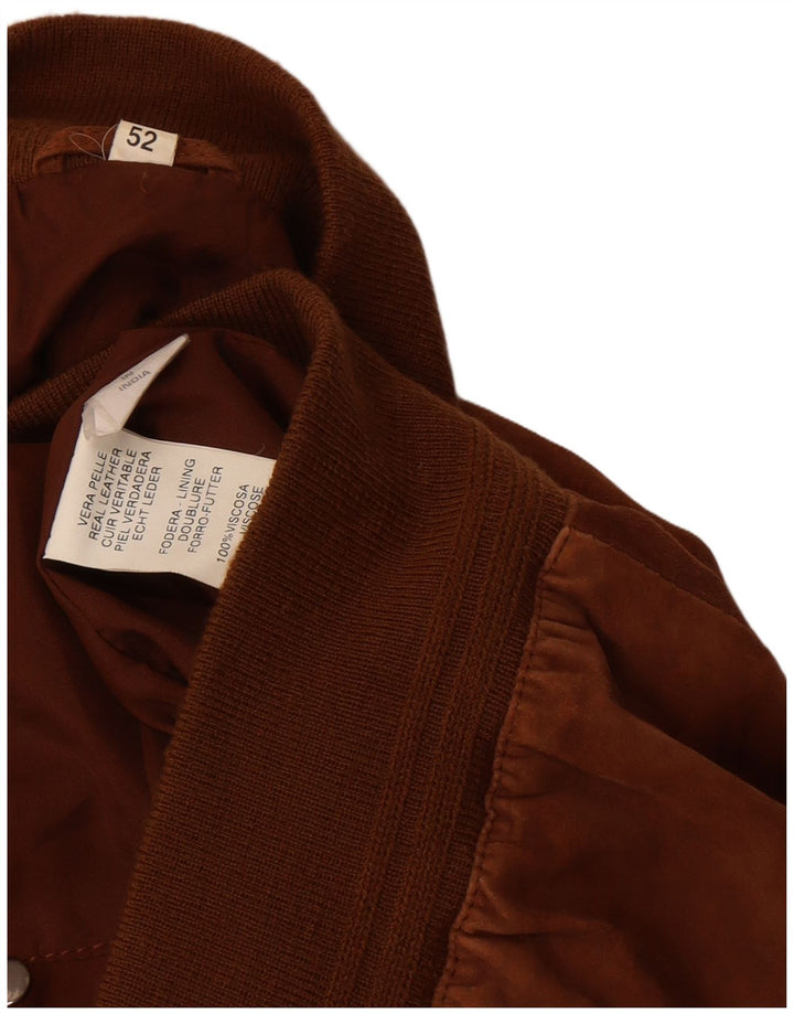 Bomber vintage pentru bărbați din piele intoarsa EU 52 XL din piele maro