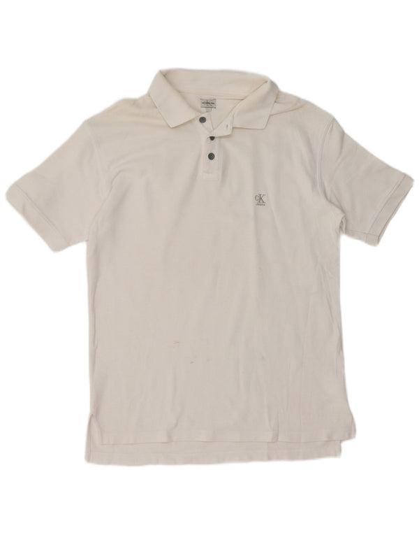 Cămașă polo Calvin Klein Jeans pentru bărbați, bumbac alb mare