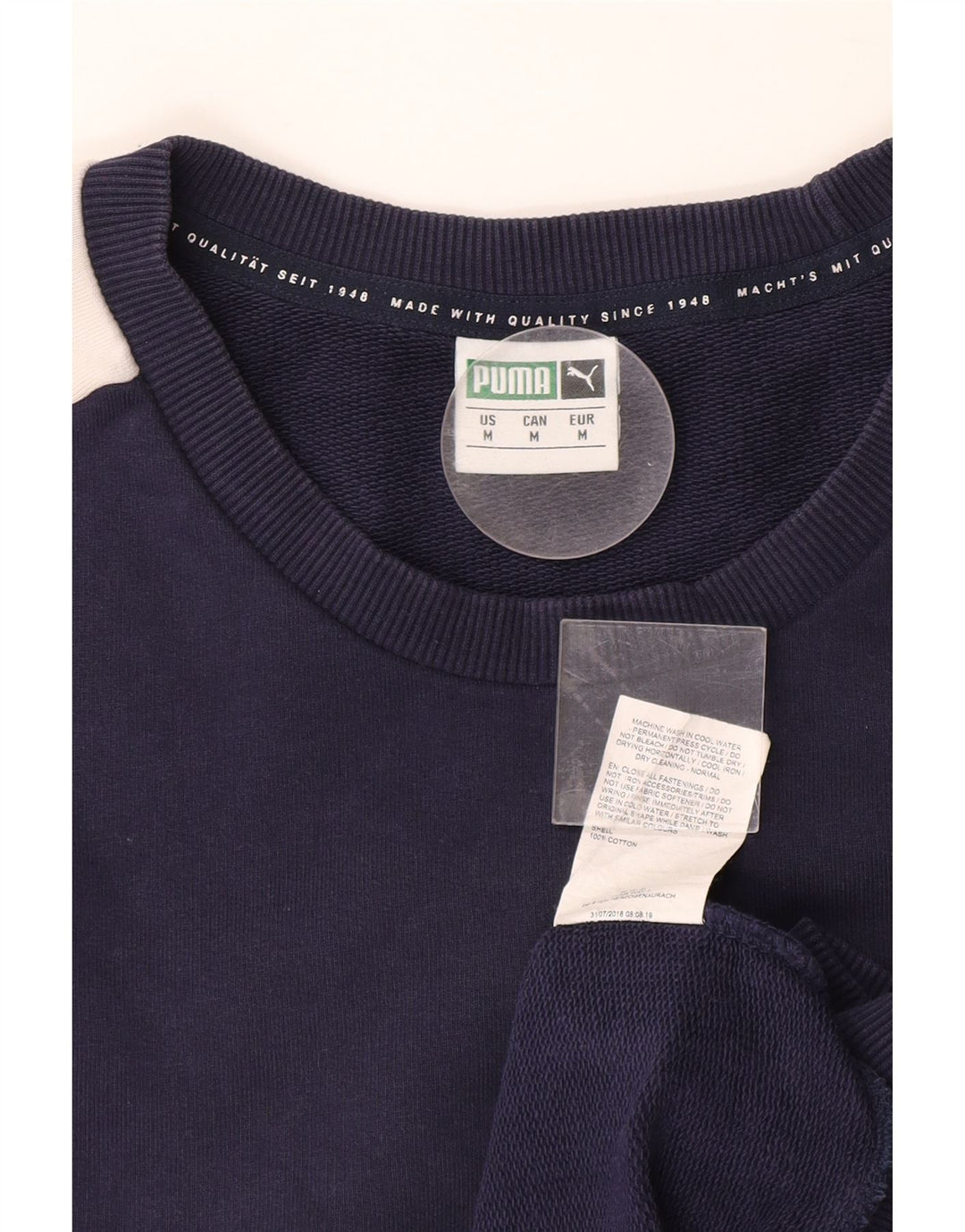 Pulover pentru bărbați PUMA Pulover mediu albastru bleumarin din bumbac color bloc