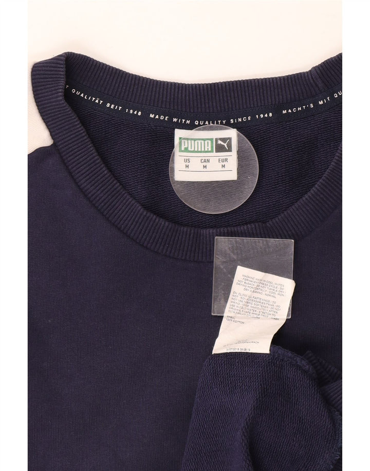 Pulover pentru bărbați PUMA Pulover mediu albastru bleumarin din bumbac color bloc