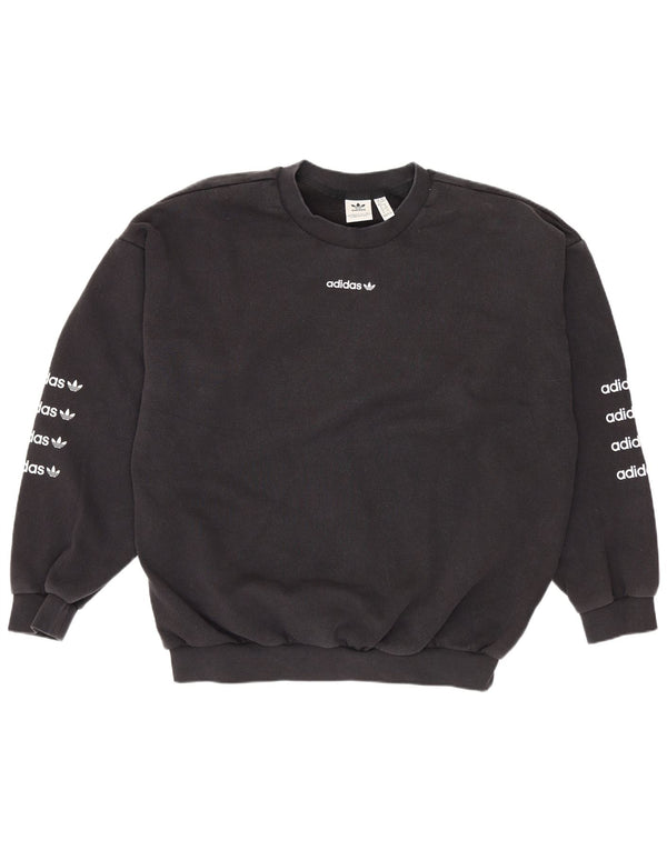 Pulover supradimensionat cu grafic pentru femei Adidas UK 16 Bumbac negru mare