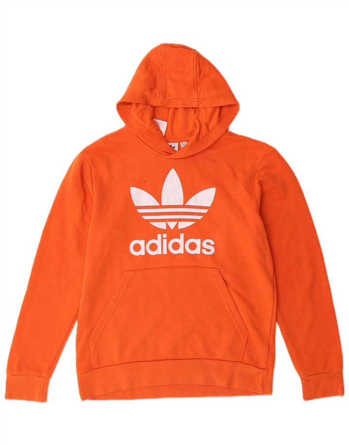 Pulover ADIDAS pentru băieți, cu grafică, 12-13 ani, bumbac portocaliu