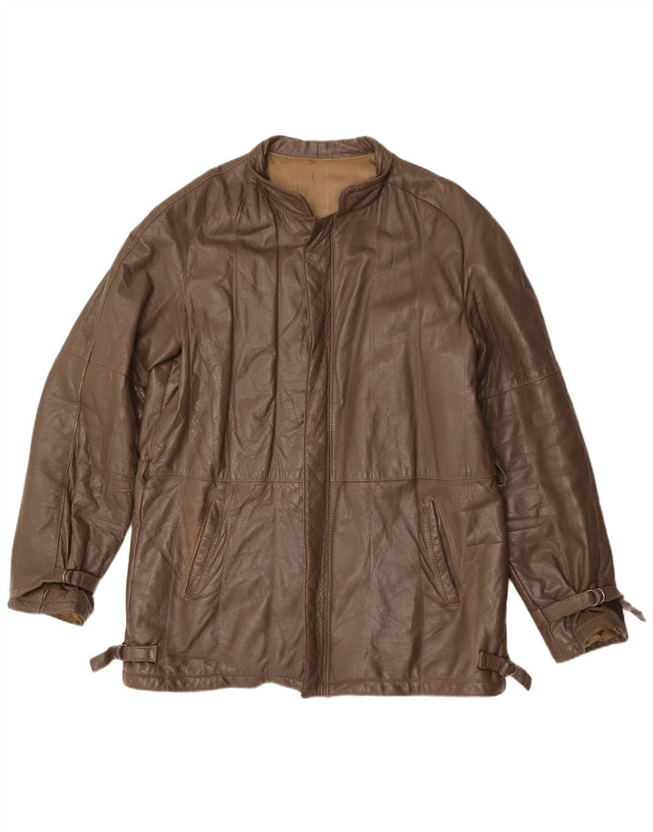Geacă de piele vintage pentru bărbați IT 54 2XL maro