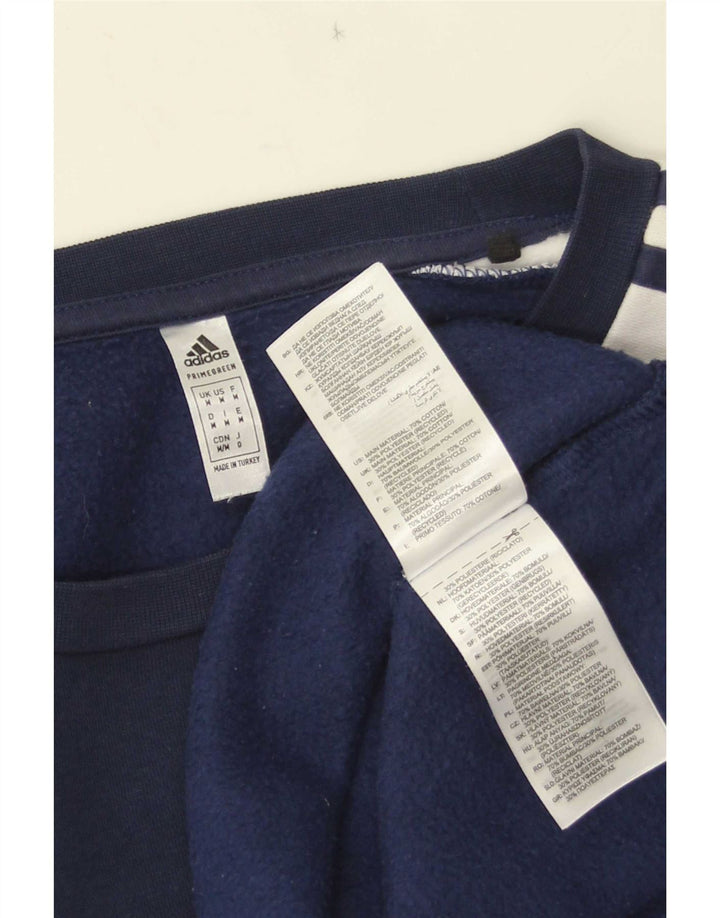 Hanorac grafic pentru bărbați Adidas Pulover mediu albastru bleumarin din bumbac color bloc
