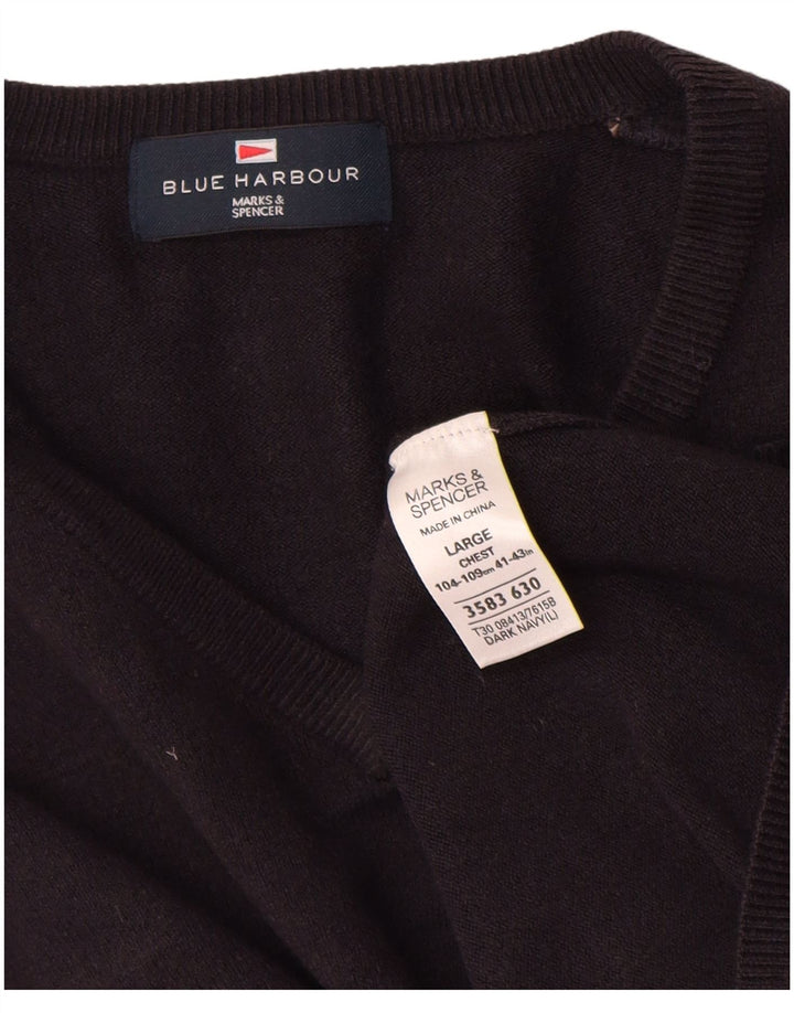 Pulover Marks & Spencer pentru bărbați, Blue Harbour, cu decolteu în V, mare, bleumarin