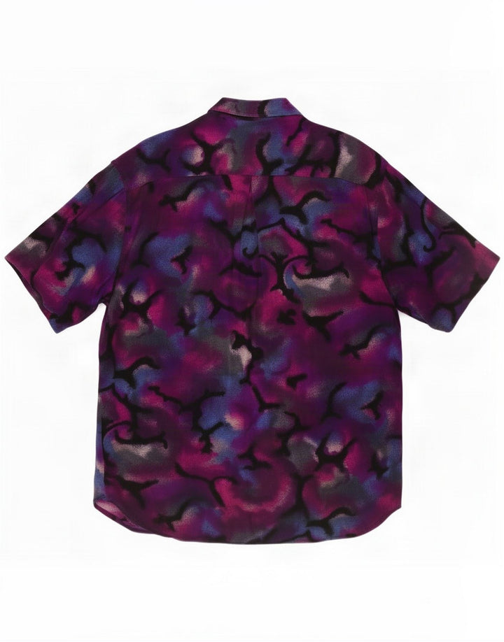 Camasă cu mânecă scurtă pentru bărbați de epocă, cu model abstract, violet mare