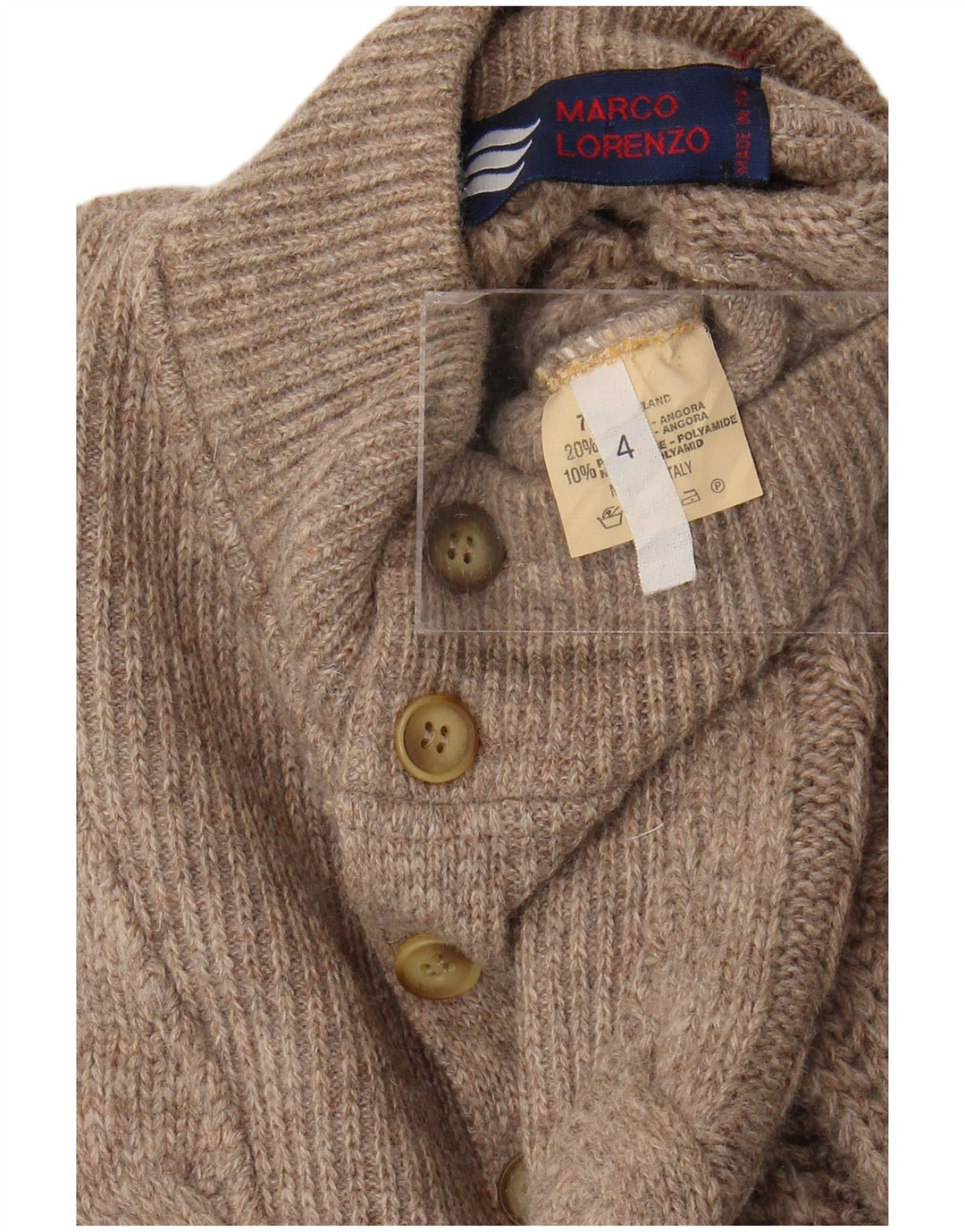 Pulover Vintage pentru bărbați cu gât cu nasturi XL Lână maro