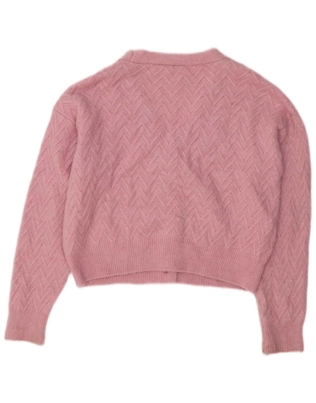 Pulover cardigan pentru femei ZARA UK 14 Medium Pink Chevron Acrylic