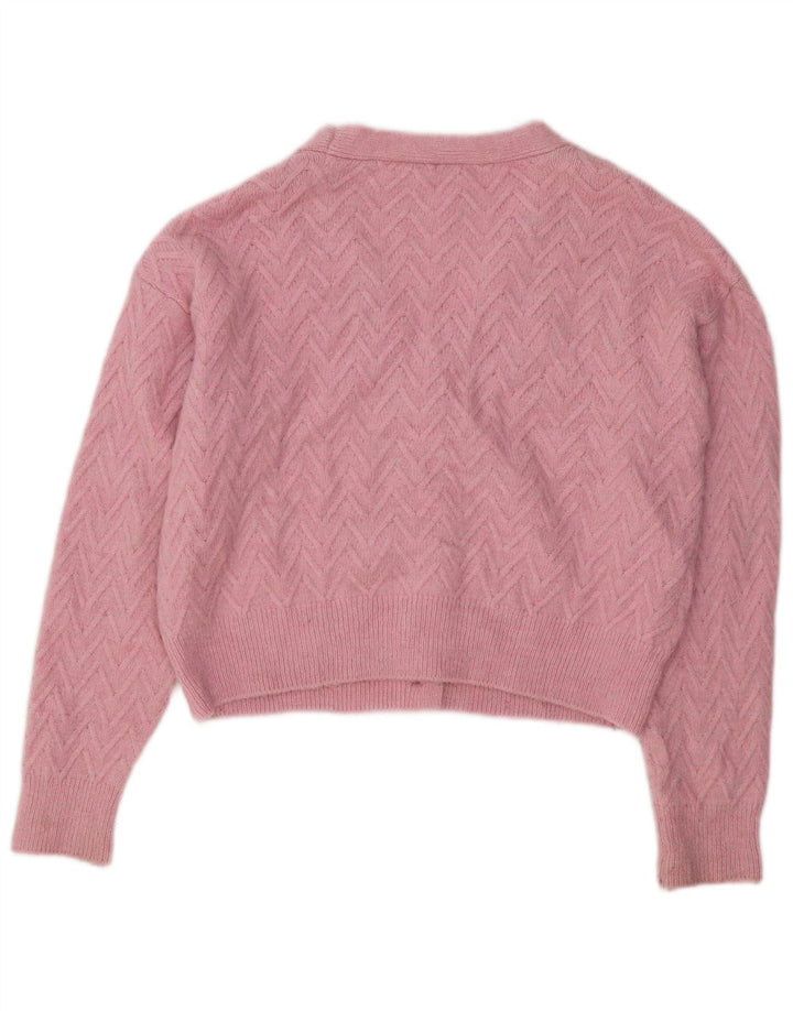 Pulover cardigan pentru femei ZARA UK 14 Medium Pink Chevron Acrylic