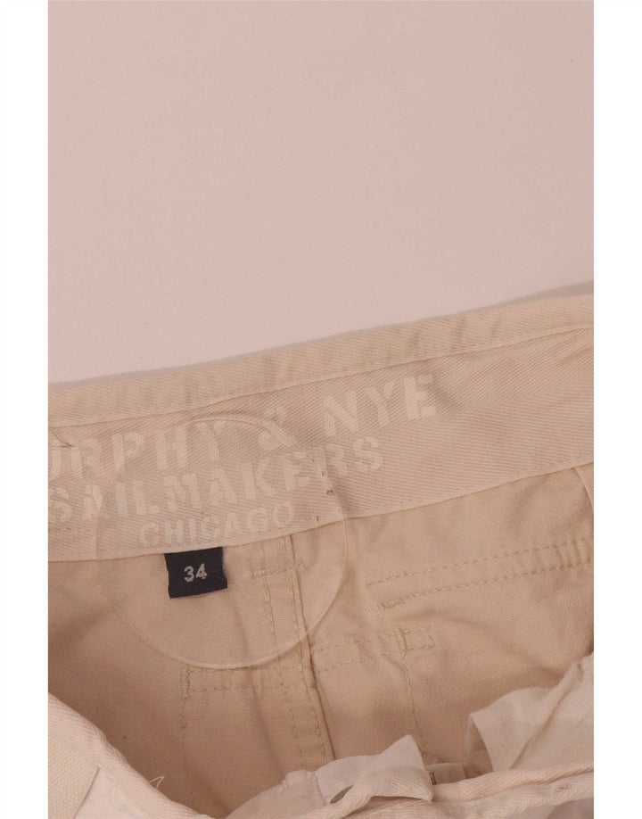 Murphy & Nye Pantaloni cargo pentru bărbați Sailmakers L34 L28, alb, bloc de culoare