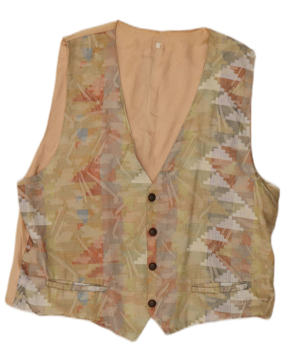 Vestă vintage pentru femei UK 18 XL poliester geometric bej