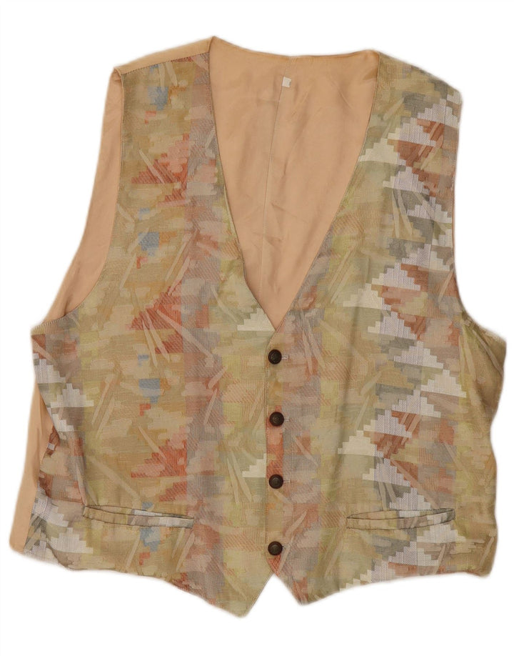 Vestă vintage pentru femei UK 18 XL poliester geometric bej