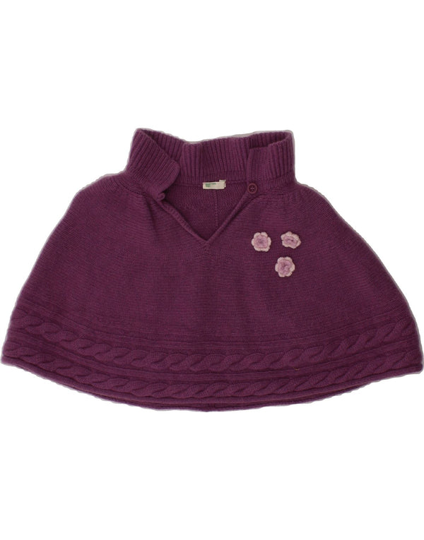 BENETTON Baby Girls Poncho Jumper 0-3 Months  Purple Wool